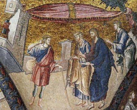 Christ heals the deaf man, 14th century mosaic, Kariye Camii, Istanbul