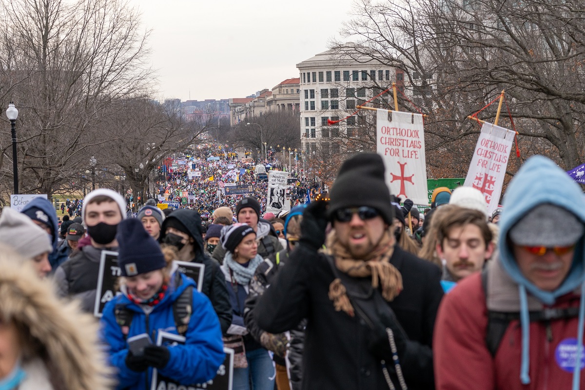 Thousands of marchers fill the streets