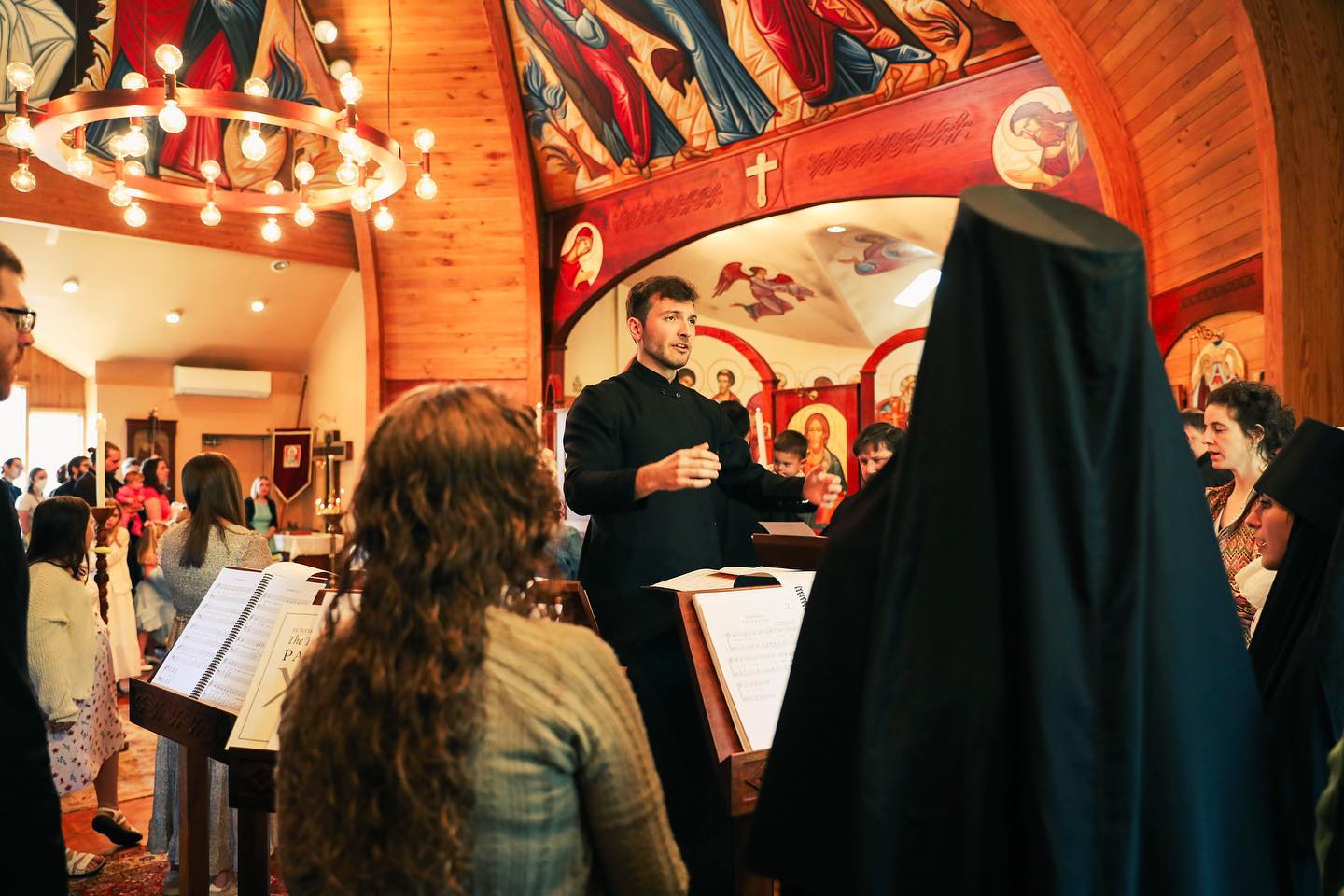 Choir sings during Paschal liturgy