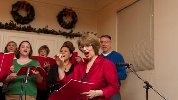 Yova conducting a singalong for St. Nicholas Family Night, St. Athanasius Parish