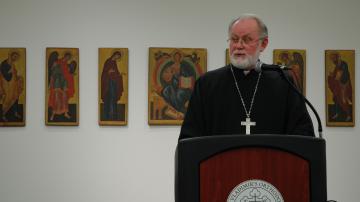 Fr Leonid delivers the annual Schmemann Lecture in 2005