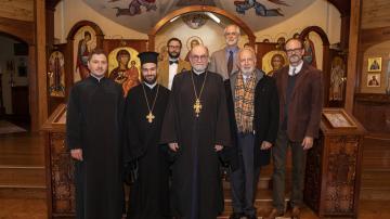 The visitors with SVOTS professors and staff at Three Hierarchs Chapel