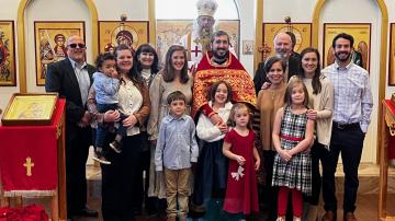 Fr Silouan Cohen and his family with Archbishop Alexander