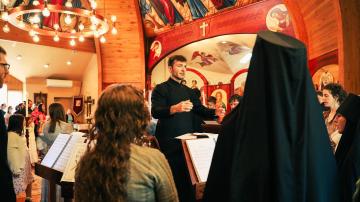 The choir sings during Paschal services at Three Hierarchs Chapel