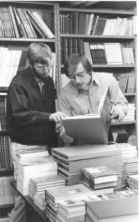Theodore Bazil (right) started out as SVS Bookstore Manager and rose to the position as Director of St. Vladimir's Seminary Press during his 4-decade tenure at the seminary.