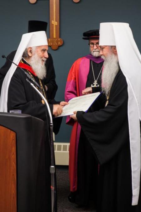 The Board of Trustees and Faculty of St. Vladimir’s Seminary bestowed a Doctor of Divinity degree, honoris causa, upon His Holiness, Patriarch Irinej on September 11, 2015.