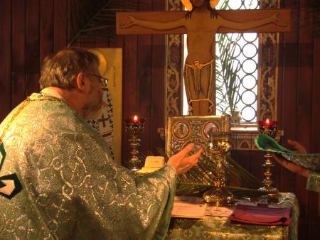 Fr. Ubertino serving at his parish, St. Silouan