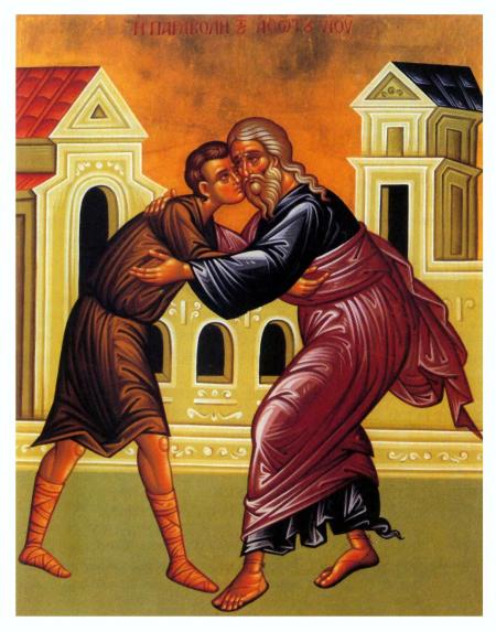 Prodigal Son (Contemporary Icon: St Pachomius Brotherhood, Mt Athos)