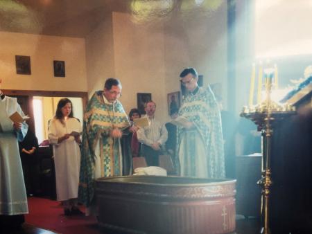 Fr Thomas Hopko and Fr Paul Lazor at Hollie's baptism