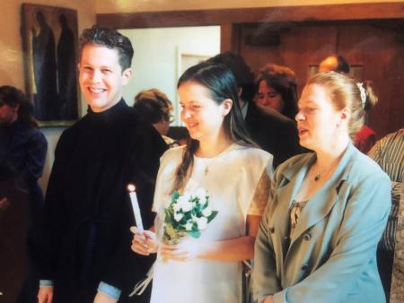 Rich and Hollie at her baptism at Three Hierarchs Chapel