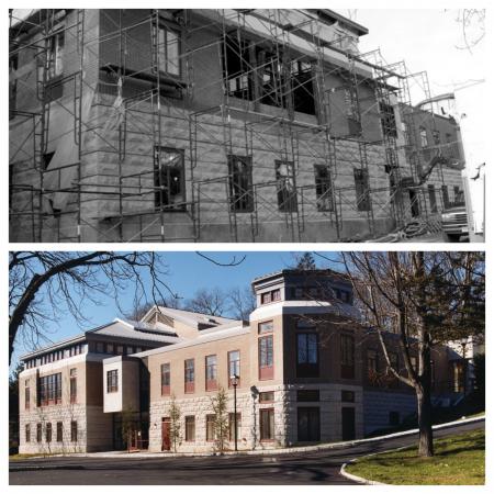 Rangos Building During Construction and Today