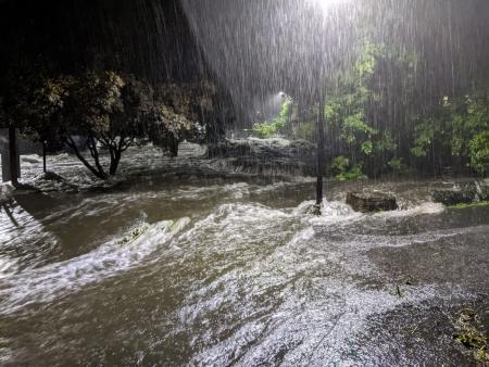 Flood waters submerging parts of campus