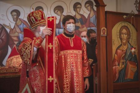 Met. Tikhon presents the orarion at Dn Vitaly's ordination