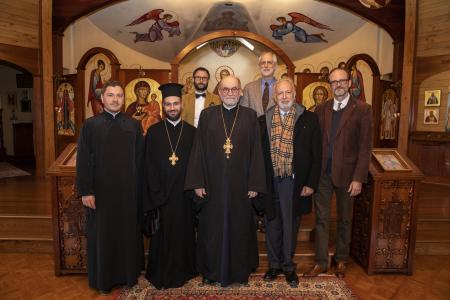 The visitors with SVOTS professors and staff at Three Hierarchs Chapel