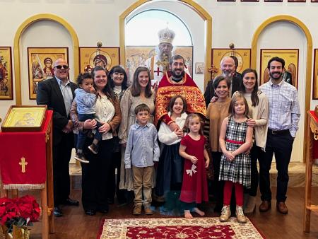 Fr Silouan Cohen and his family with Archbishop Alexander