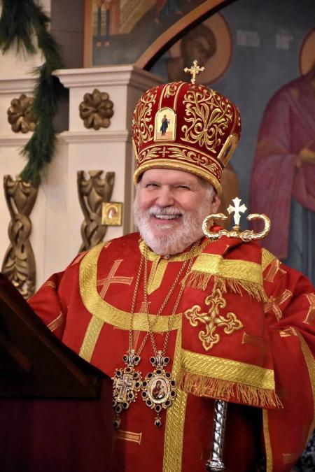 Archbishop Paul smiles following Divine Liturgy