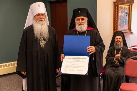 Met. Grigoli is presented honorary doctorate by Met. Tikhon