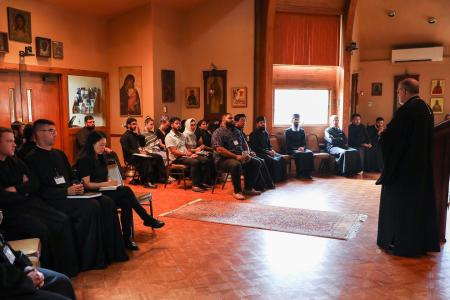 Fr Chad leads session with new seminarians in the chapel